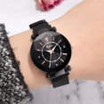 thumbnail image 3 of Reloj de cuarzo con correa de malla de moda, reloj femenino con diamantes de imitación y patrón de cielo estrellado (negro), 3 of 3