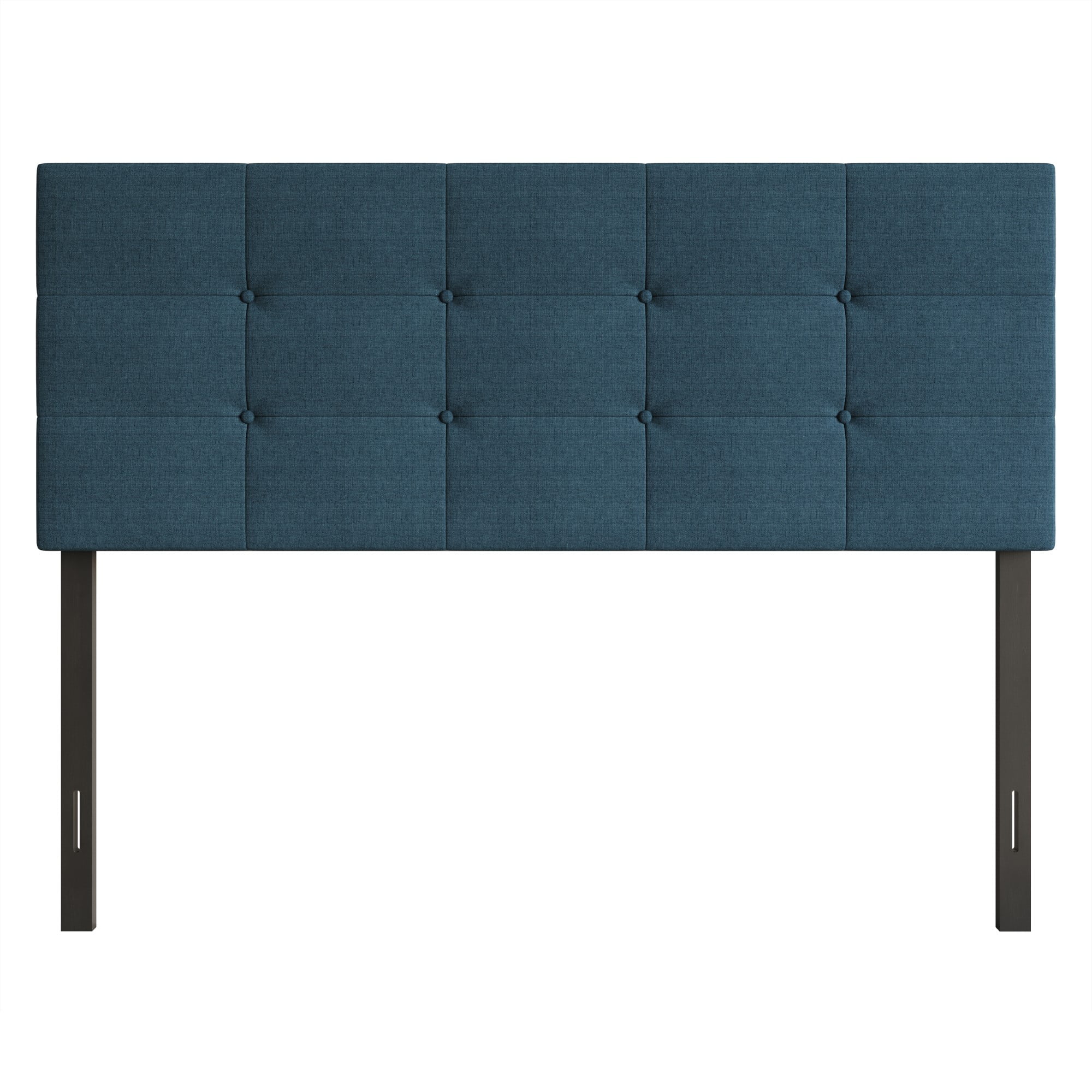 Home Design Dillon Full Tufted Upholstered Headboard with Foam Padding and Adjustable Height, Denim Blue, Easy Assembly