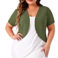 thumbnail image 2 of TGSLY Plus Size Cropped Cardigan for Women Lightweight Soft Open Front Short Sleeve Shrug Tops Loose Casual Solid Color Elegant Cover Up XXXXL, 2 of 10