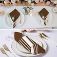 thumbnail image 2 of Brown White Stripe Cloth Napkins, Modern Rustic Vertical Striped Washable and Reusable Dinner Napkins Set of 4, Table Napkin for Kitchen Party Birthday Wedding Hotel Housewarming 20"x20", 2 of 8