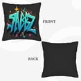 thumbnail image 6 of Set of 2 18x18in Throw Pillow Covers - Bold Graffiti Style " JABZ " Design in Vibrant Blue & Orange for Couch Bed Car - Colorful Splash & Star Pattern, 6 of 8
