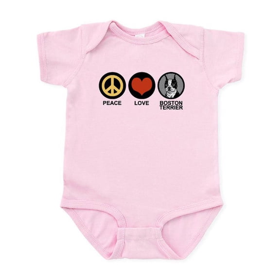 CafePress - Peace Love Boston Terrier Infant Bodysuit - Baby Light Bodysuit, Size Newborn - 24 Months