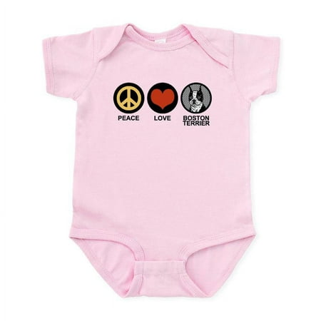 

CafePress - Peace Love Boston Terrier Infant Bodysuit - Baby Light Bodysuit Size Newborn - 24 Months