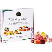 Cerez Pazari Turkish Delight  Candy with Assorted Mix  Flavours 16 oz Gourmet  Medium Size Snacks Gift  Box | No Nuts  Sweet Luxury Traditional Confectionery  Vegan Lokum Loukoumi Approx.42  Pcs