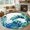 Teal, variant on Blue Teal Leaves Round Area Rug 4ft, Summer Botanical Watercolor Leaf Washable Non-Slip Circle Rugs for Bedroom Living Room Kitchen, Soft Non Shedding Circle Carpet for Dining Room Dorm