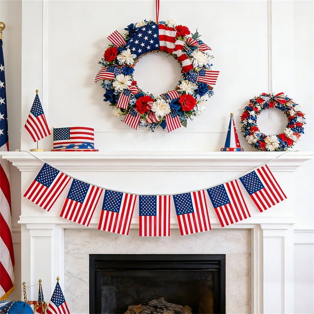 Banderines Decorativos para El Día de La Independencia: Ideales para La Decoración de Fiestas Patrióticas. Guirnalda de Tela de 180 Cm para Celebraciones Festivas En Interiores y Exteriores, Barbacoa