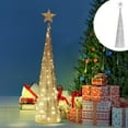thumbnail image 2 of MXTPOV Luminous Christmas Tree with Star Topper, Silver Christmas Tree with String Lights, Iron Skeleton Xmas Tree, Vintage Christmas Decorations, 20inch, 2 of 6