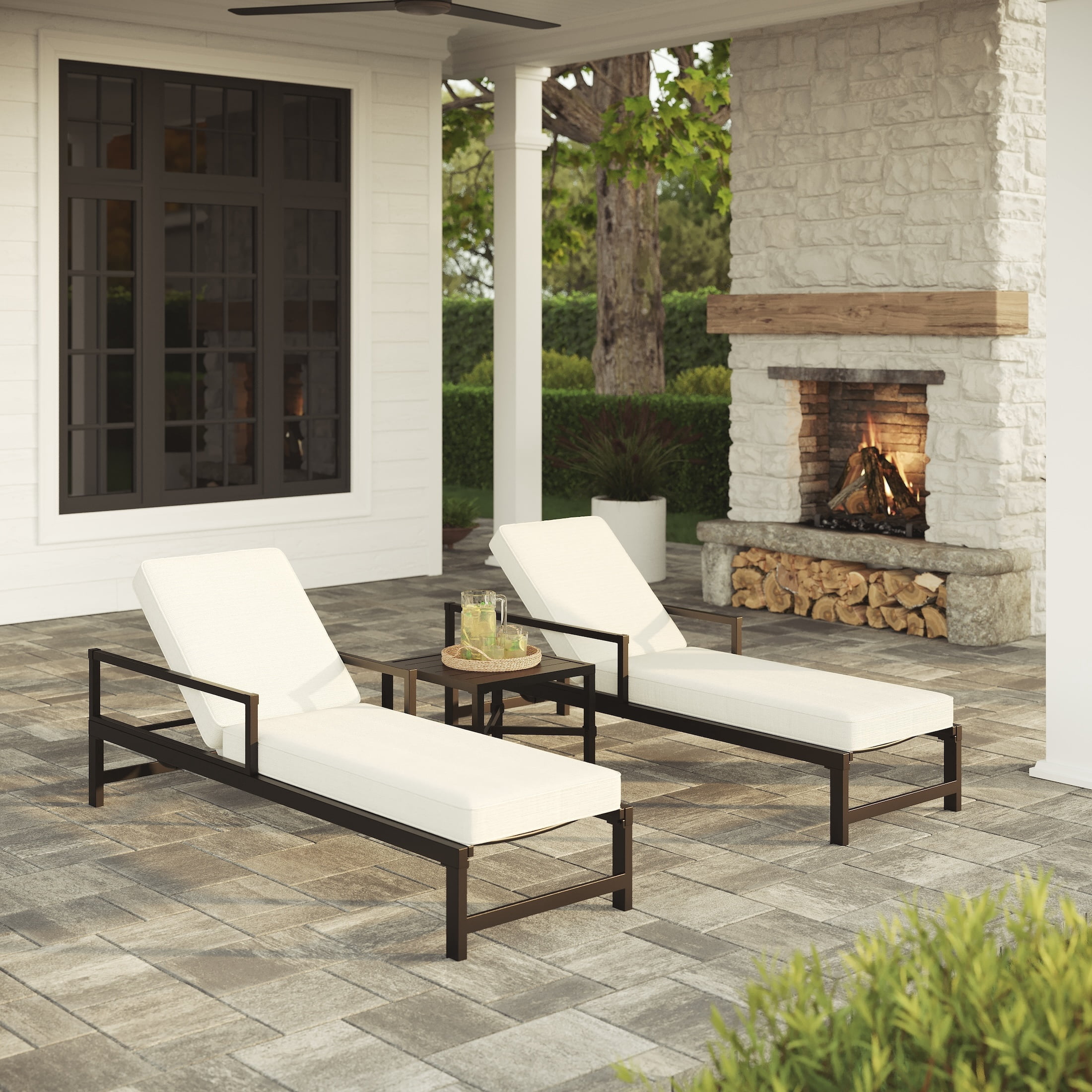 My Texas House Cambria Outdoor Steel End Table, Black