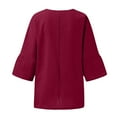 thumbnail image 6 of ZJXFGS Linen Shirts for Women Women'S Linen Blouse Round Neck 3/4 Sleeve Shirt Tops Womens Fall Tops Red XL, 6 of 6