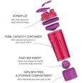 thumbnail image 4 of Smile Protein Shaker Bottle with Blender Balls Mixing Grids Flip-Top, 24 oz, Magenta, 4 of 7