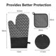 thumbnail image 5 of Oven Gloves Set Pot Holder Glove Heat Resistant 300c Oven Gloves Black Silicone And Cotton Non-sli, 5 of 5