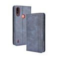thumbnail image 1 of Compatible with Motorola Moto E7i Power Case Magnetic Closure Vintage Pattern PU Leather Wallet Cover with Card Slots-Blue, 1 of 5