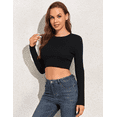 thumbnail image 4 of PrettyGuide Women's Knit Cropped Top Long Sleeve Crisscross Tie Back Casual Ribbed Fitted Crop Tee Shirt, 4 of 6