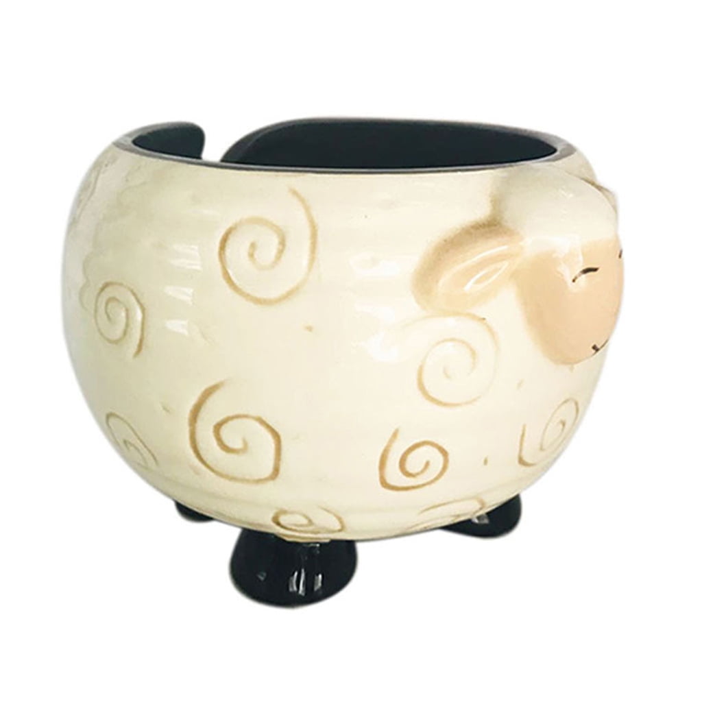 Sleepy Sheep Ceramic Yarn Bowl Yarns Ball Storage Holder Knitting Crochet Craft