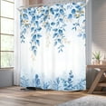 thumbnail image 3 of JOOCAR Blue Leaves Eucalyptus Shower Curtain Polyester with Hooks Waterproof Washable 72x72 inch, 3 of 7