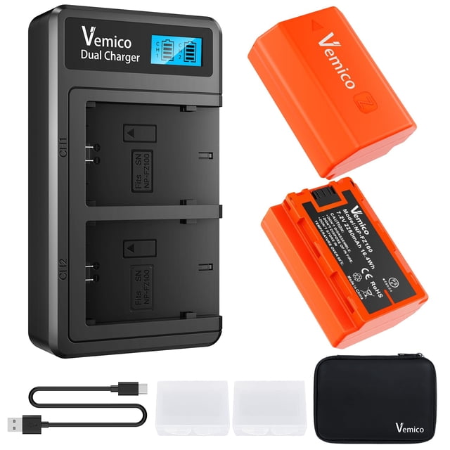 Kit de cargador de baterías Vemico NP-FZ100 con 2 baterías de 2280 mAh