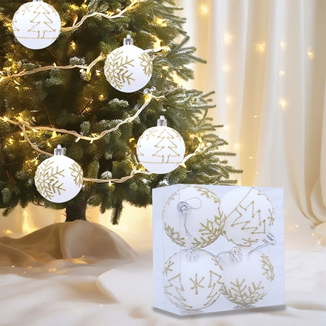 Christmas Decorations 4 Piece Flocked Christmas Balls Christmas Decoration SetMultiple Styles Of Christmas Tree Decorations Can Also Be Used For Other Party