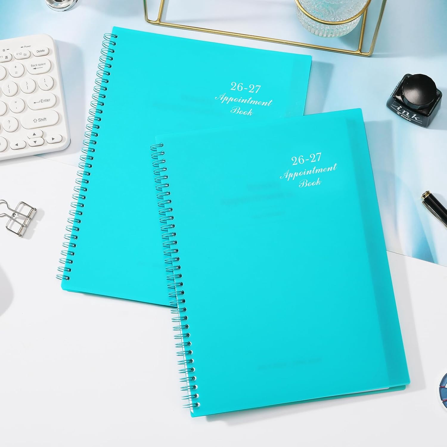 2026-2027 Weekly Appointment Book & Planner - Daily Hourly Planner 2026-2027, 9" x 11", July 2026 - June 2027, 30-Minute Interval, Lay - Flat, Spiral Binding, Thick Paper - Teal Green$$Office