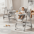 thumbnail image 2 of Baby 3 in 1 High Chairs,Baby Portable Folding Dining Chairs for 6 Months for Baby and Toddlers,Adjustable Height,PU leather,Pipe Material,Unisex,Grey, 2 of 13