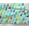 thumbnail image 2 of Soimoi Green Japan Crepe Satin Fabric Christmas Tree Print Fabric by the Yard 42 Inch Wide, 2 of 3