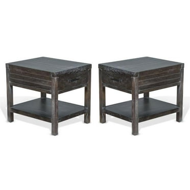 Home Square 22" Transitional Mindi Wood End Table in Dark Brown - Set of 2