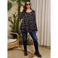 thumbnail image 2 of LARACE Womens Plus Size Long Sleeve Tops Tunic Tops Casual Floral Henley Shirts A-Black40 1X, 2 of 7