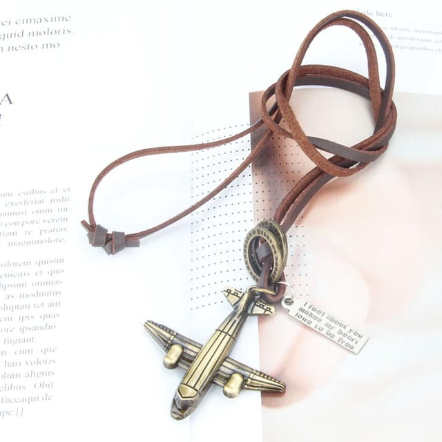 Cadena de Cordón Yinane de material cuero colgante para hombre Collar de acero inoxidable