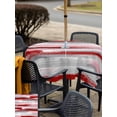 thumbnail image 5 of Outdoor Tablecloths with Umbrella Hole & Zipper, Red Pink Gray Stripes 60x60 Inch Square Tablecloths, Modern Abstract Minimalist Retro Waterproof Table Cloth, Patio/Pool/Picnic Table Covers, 5 of 8