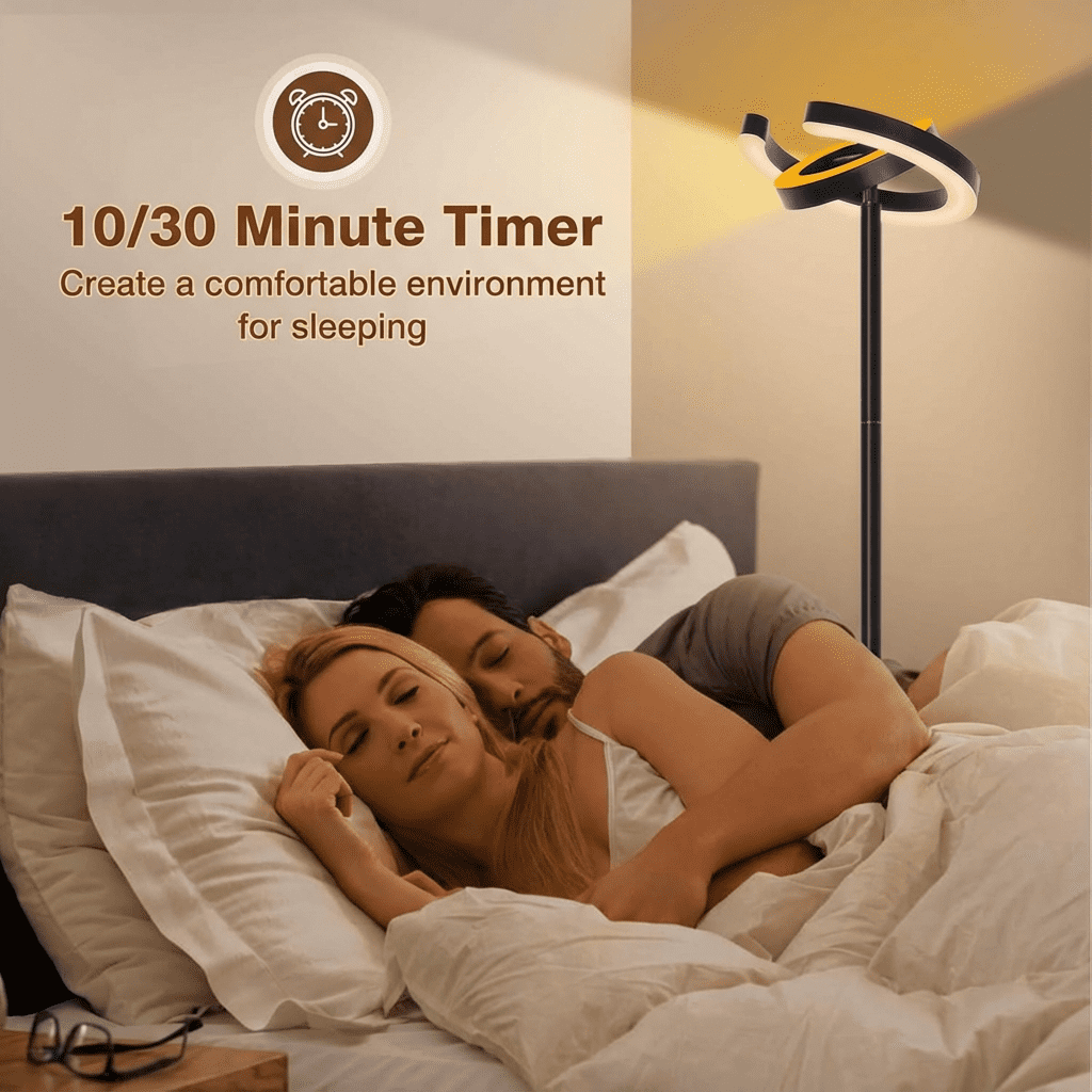 Serbasic Floor Lamp, 36W 2000LM Bright LED Floor Lamps for Living Room, 75.5" Tall Standing Lamp with Rotatable Dual C-Ring Lights, Modern Reading Lamp with Remote & Touch Control for Bedroom Office