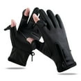 thumbnail image 1 of Fishing Gloves, 2 Cut Fingers Double Layer Touch Screen Waterproof Zipper Closure Design Winter Cycling Gloves  For Daily Wear For Riding M,L,XL, 1 of 1