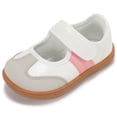 thumbnail image 3 of STQ Toddler Girls Classic Sneakers Mary Jane Shoes for Girl Lightweight Barefoot School Daycare Shoe with Hook and Loop White Pink Toddler Size 8, 3 of 7