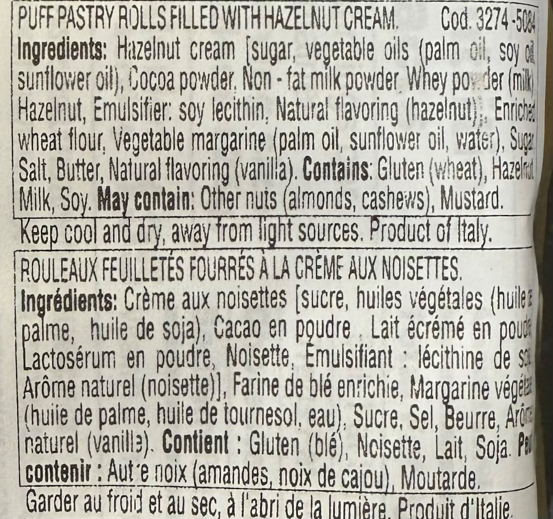 Vicenzi Baked Flaky Puff Pastry Rolls Filled with Hazelnut Cream 125GR