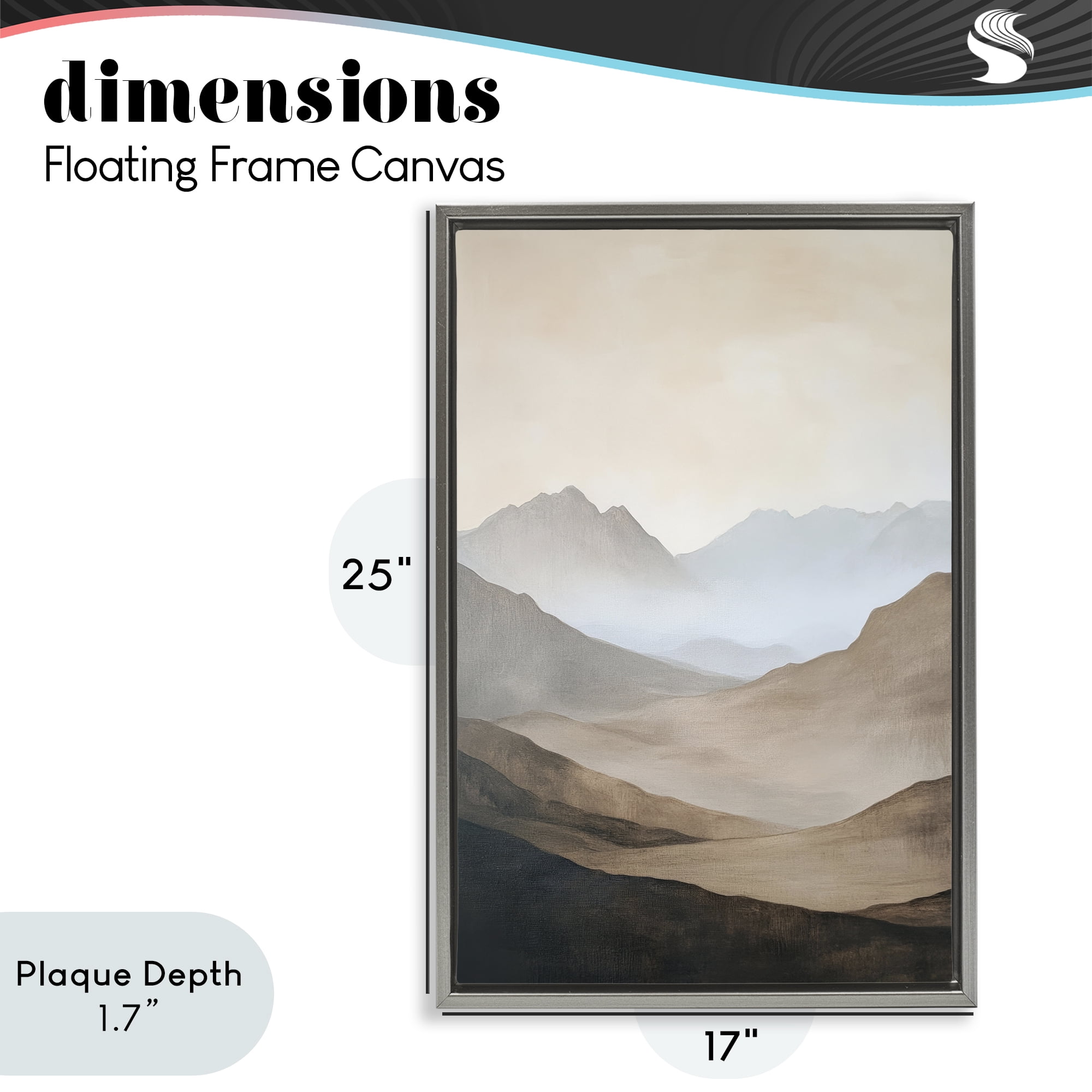 Stupell Industries Foggy Mountains Over Valley Gray Framed Floater Canvas Wall Art, design by Petal Prints Design