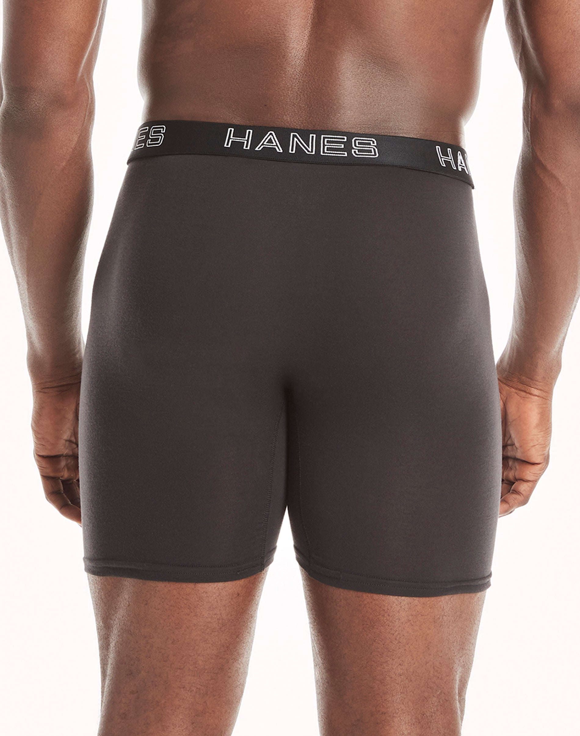 Hanes Ultimate Comfort Flex Fit Total Support Pouch Men's Long Leg Boxer  Brief Underwear, Black/Grey, 4-Pack L