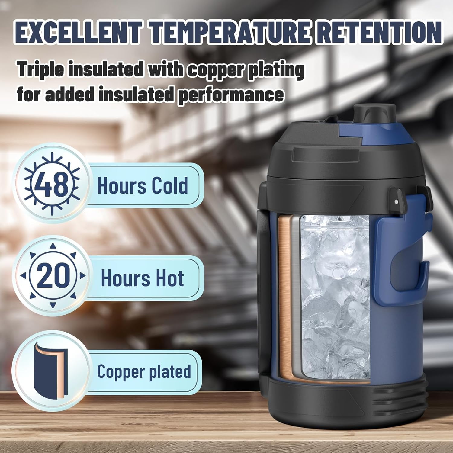 1 Gallon Water Jug, One Gallon Large Triple Wall Insulated Jug With Straw  and Spout, 128 oz Stainless Water Bottle Keeps Cold 48 Hours for Outdoors,  - Walmart.com