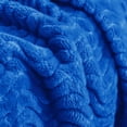 thumbnail image 7 of Exclusivo Mezcla King Size Jacquard Weave Wave Pattern Flannel Fleece Velvet Plush Bed Blanket as Bedspread/Coverlet/Bed Cover (90" x 104", Cobalt Blue), 7 of 7