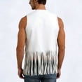 thumbnail image 6 of Kilaqueen Men's Western Fringe Vest, Faux Suede V Neck Sleeveless Cowboy Waistcoat with Tassel Trim, Vintage Costume Layer for Festivals and Rodeo Outfits, 6 of 7