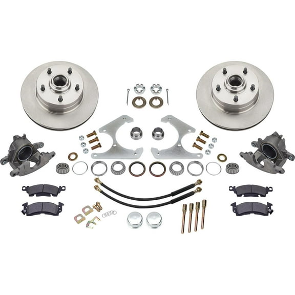 Disc Brake Kit, fits 1969-77 GM Caliper to Early Ford Spindle, 5 on 4-3/4In