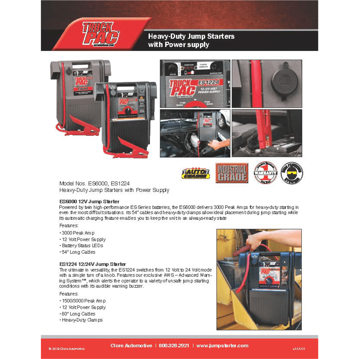 Clore Automotive Truck PAC ES1224 Jump Starter, 3000 Peak