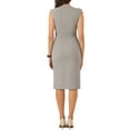 thumbnail image 3 of Vestido de tubo sin mangas para mujer Inspire Chic, con escote en V, cinturón, vestido lápiz para el trabajo, gris L, 3 of 6