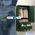 thumbnail image 5 of Modern Armoire Wardrobe Closet, 71" Armoire with 2 Doors & 2 Drawers, Metal Storage Cabinet with Drawers and Hanging Rod, Metal Closet Organizers for Home, Office,Gym(Green), 5 of 7