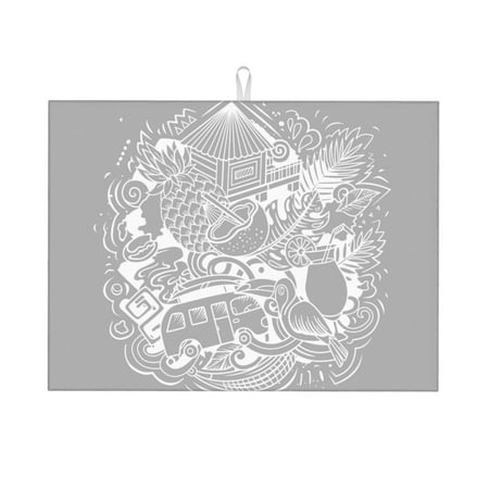

Tropical Island Dish Drying Mat Absorbent Microfiber Dishes Drainer Mats for Kitchen Counter 24 x 18in
