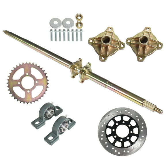 SEBLAFF 44 Inch Live Rear Axle Kit Rear Axle Brake Disc Chain Sprocket Wheel Hub Pillow Block DIY Rebuild Replacement for Go Kart ATV Quad and Drift Trikes