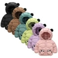 thumbnail image 2 of LYMAYTER Kids Unisex down Cotton Jacket Boys Girls Ears Hooded Printed Coats Toddler Fall Winter Fleece Outwears for 2-7 Years, 2 of 10