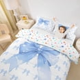 thumbnail image 2 of Erosebridal Cute Bowknot Duvet Cover Set for Girls, Blue Ribbon Bedding Full, Colorful Stars Reversible, 1 Duvet Cover and 2 Pillowcases (No Comforter), 2 of 5