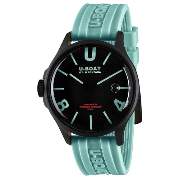 U-Boat Darkmoon Black PVD Black Dial Blue Silicon Strap Quartz Mens Watch 9526