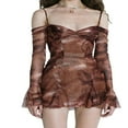 thumbnail image 1 of PENGXIANG Femmes Fée Smocked Mini Robe Volant Puff Manches sur Épaule Courte Aline Robe Y2k Parti Porter Vert S, 1 of 8