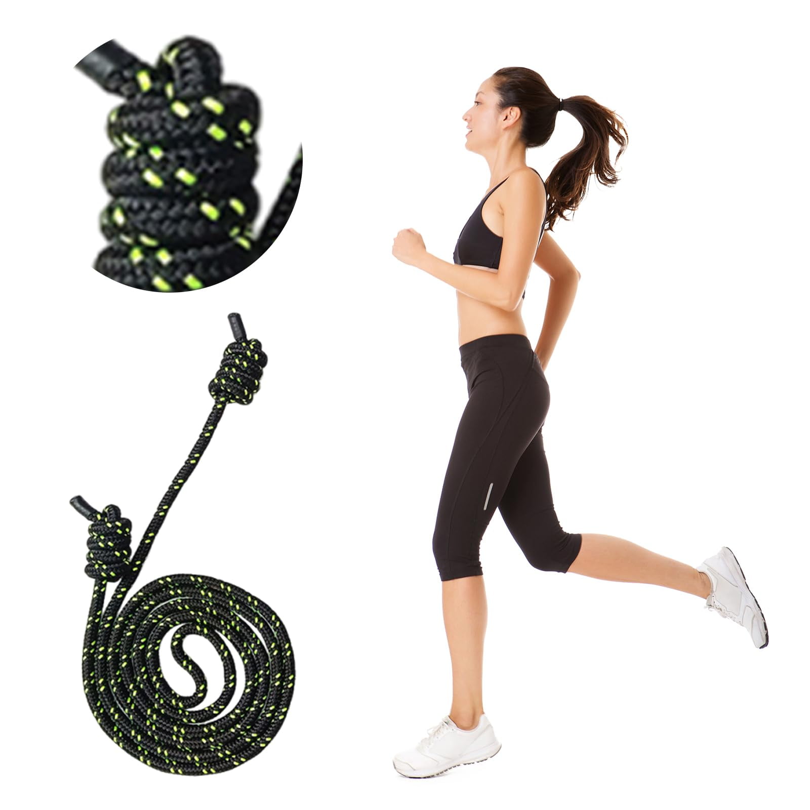 Flow Rope for Fitness High Performance Double Woven Workout Rope Adjustable Flow Jump Rope for Men Women Training Indoor Outdoor Cardio Exercise Rope for beginner