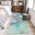 thumbnail image 5 of Teal Marble Area Rugs 2x6 for Kitchen Runner Rug, Abstract Art Modern Geometric Golden Non Slip Washable Rug Runner, Low Pile Indoor Floor Carpet Mat Bathroom Rugs for Bedroom, Kids Room, 5 of 9