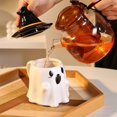 thumbnail image 5 of Halloween Coffee Mug with Lid, Cute Halloween Theme Ghost Ceramic Tea Cup for Home Halloween Party Decoration (White/16 oz) 4.0x6.3", 5 of 6